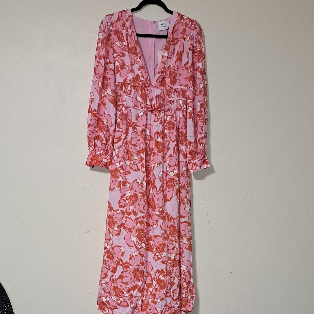 Hello Molly Red and White Wrap Sundress with Bishop Sleeves